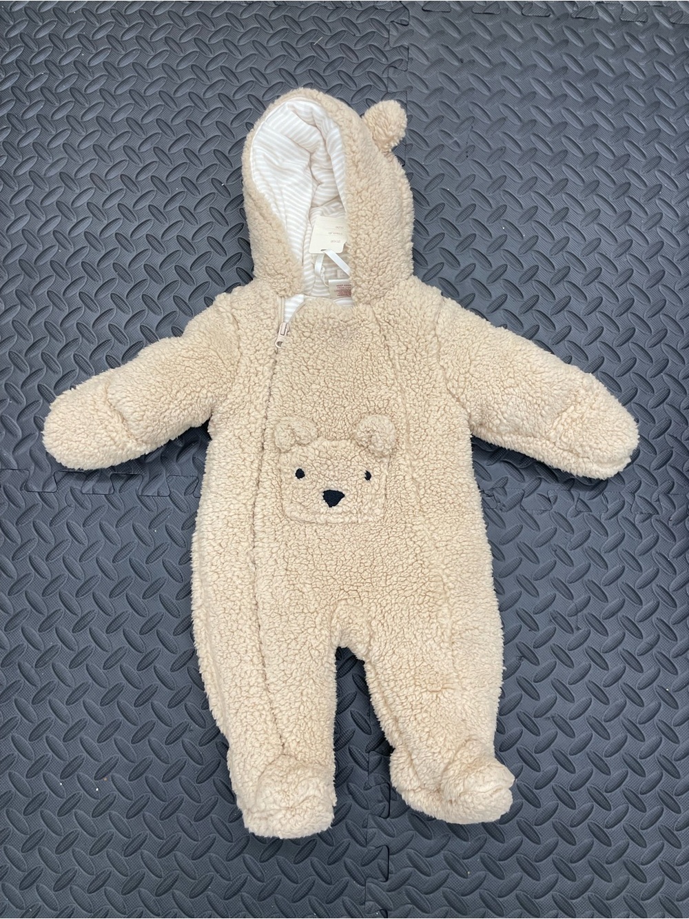 First Wish Brand Teddy Bear Sherpa Bunting Snowsuit Size 3-6 Months NWT Baby
